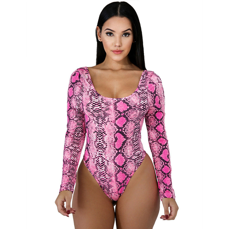 Fashion Pattern Snake Print Women's Bodysuit