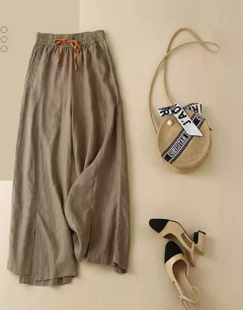 Women's Leisure Artistic Loose Big Hem Cropped Wide-leg Pants