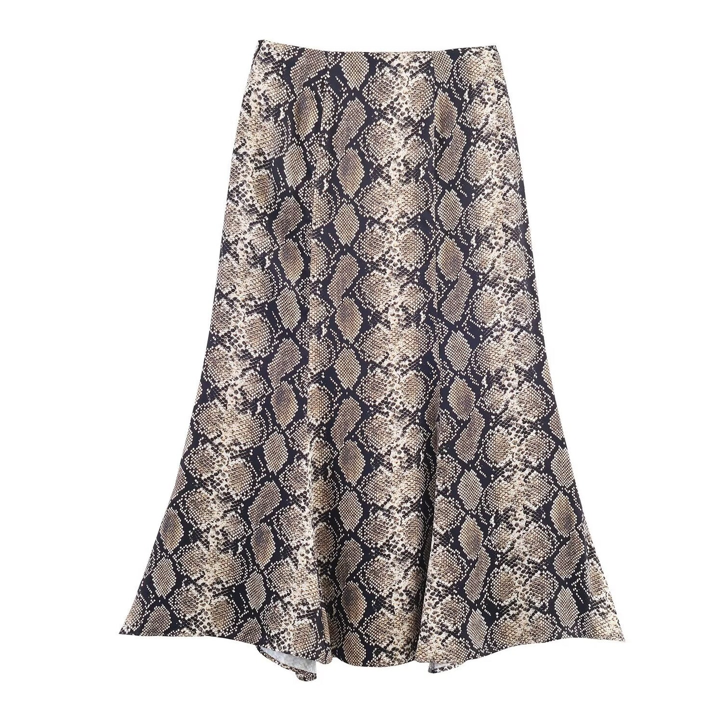 Animal Print Silk Texture MIDI Skirt