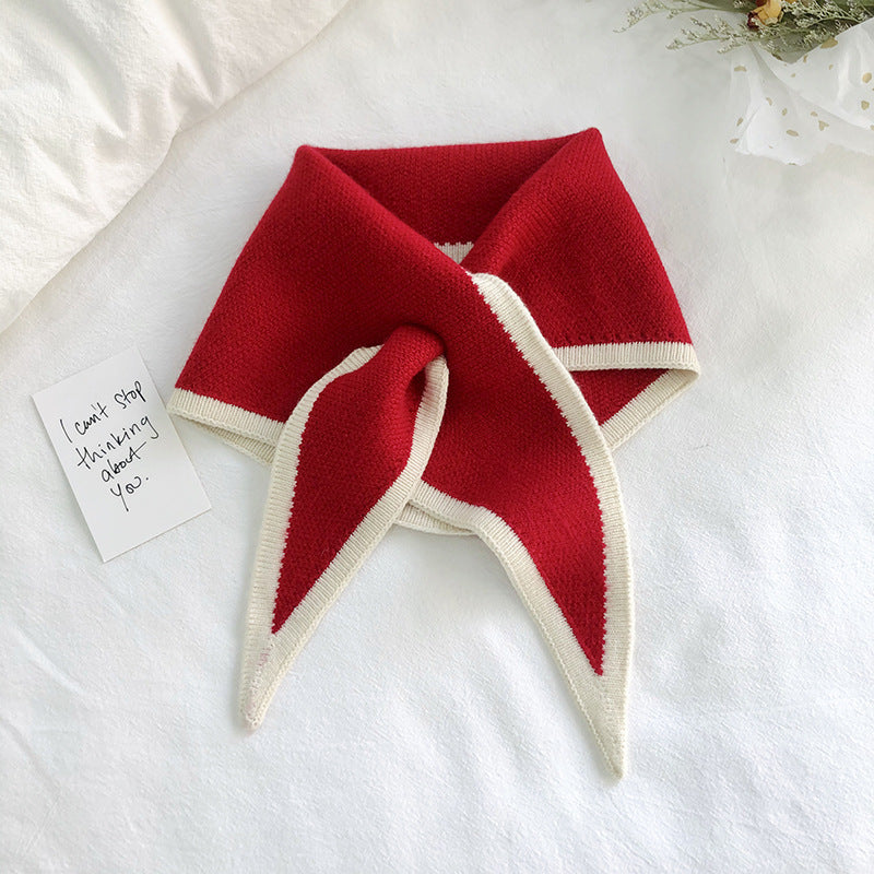 Autumn And Winter Triangle  Knitted Shawl Style Women's Outer Scarf