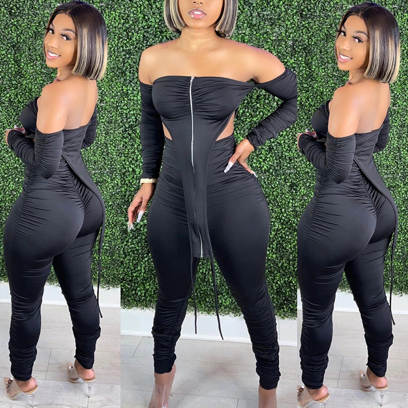 Tube Top Long Sleeve off Shoulder Top Two-Piece Set