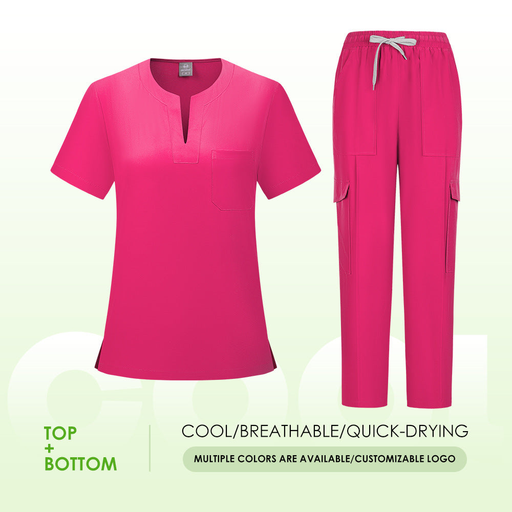 V-neck Two-piece Medical Work Uniform
