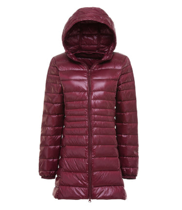 Autumn And Winter Lightweight Down Jacket Women's Mid-length Plus Size Hooded Slim Fit Oversized Coat