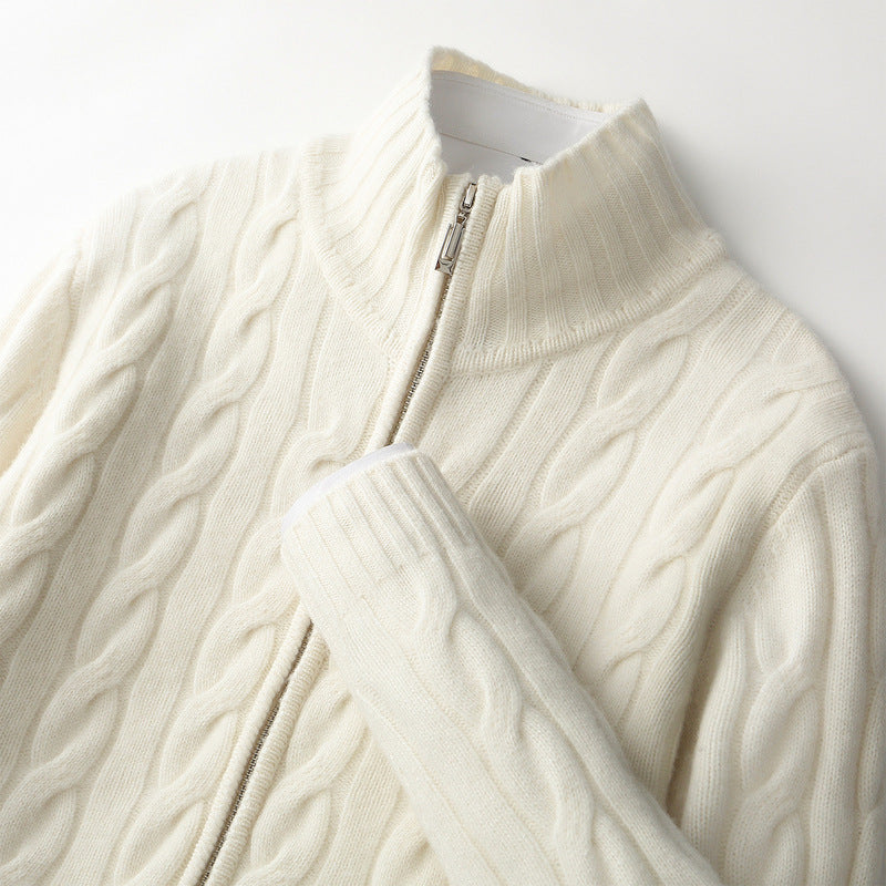 New Twist Zipper Knitted Coat For Men