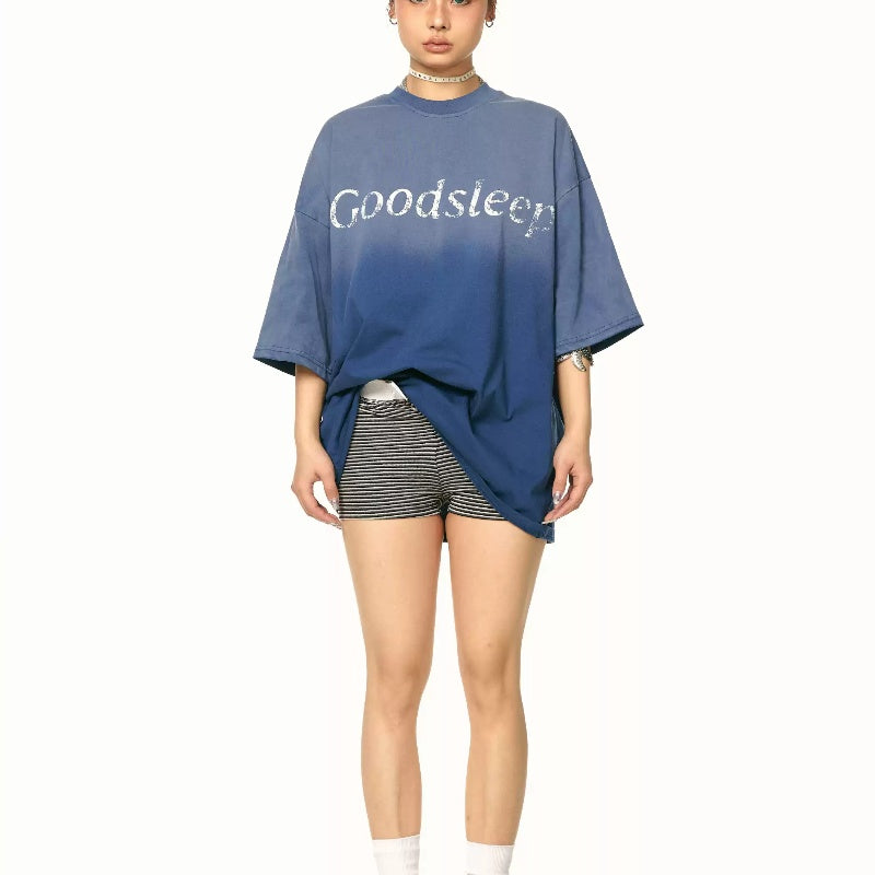 Women's Letter Gradient Short-sleeved T-shirt Summer Loose