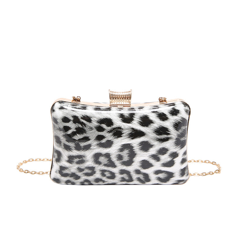 Simple And Versatile Leopard-Print Square Handbag For Socialites And Evening Events