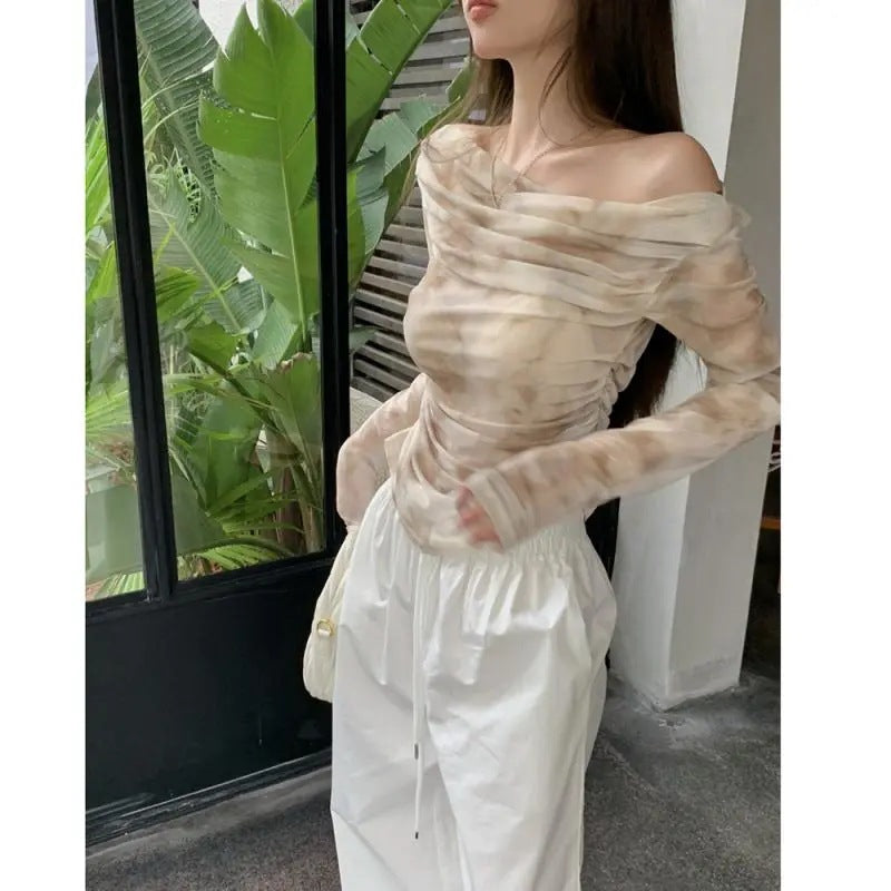 Women's French-style Collarbone-covering Sun-protective Blouse Top