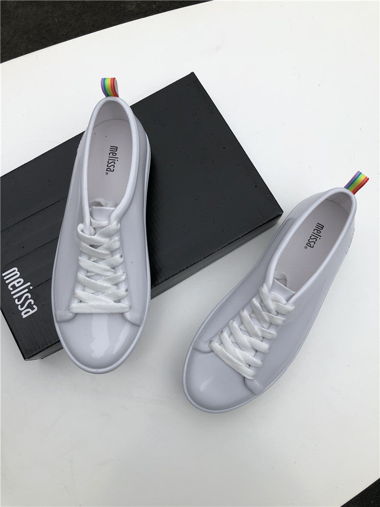 Rainbow Lace-up Single Shoes Women's Sneakers Flat Bottom