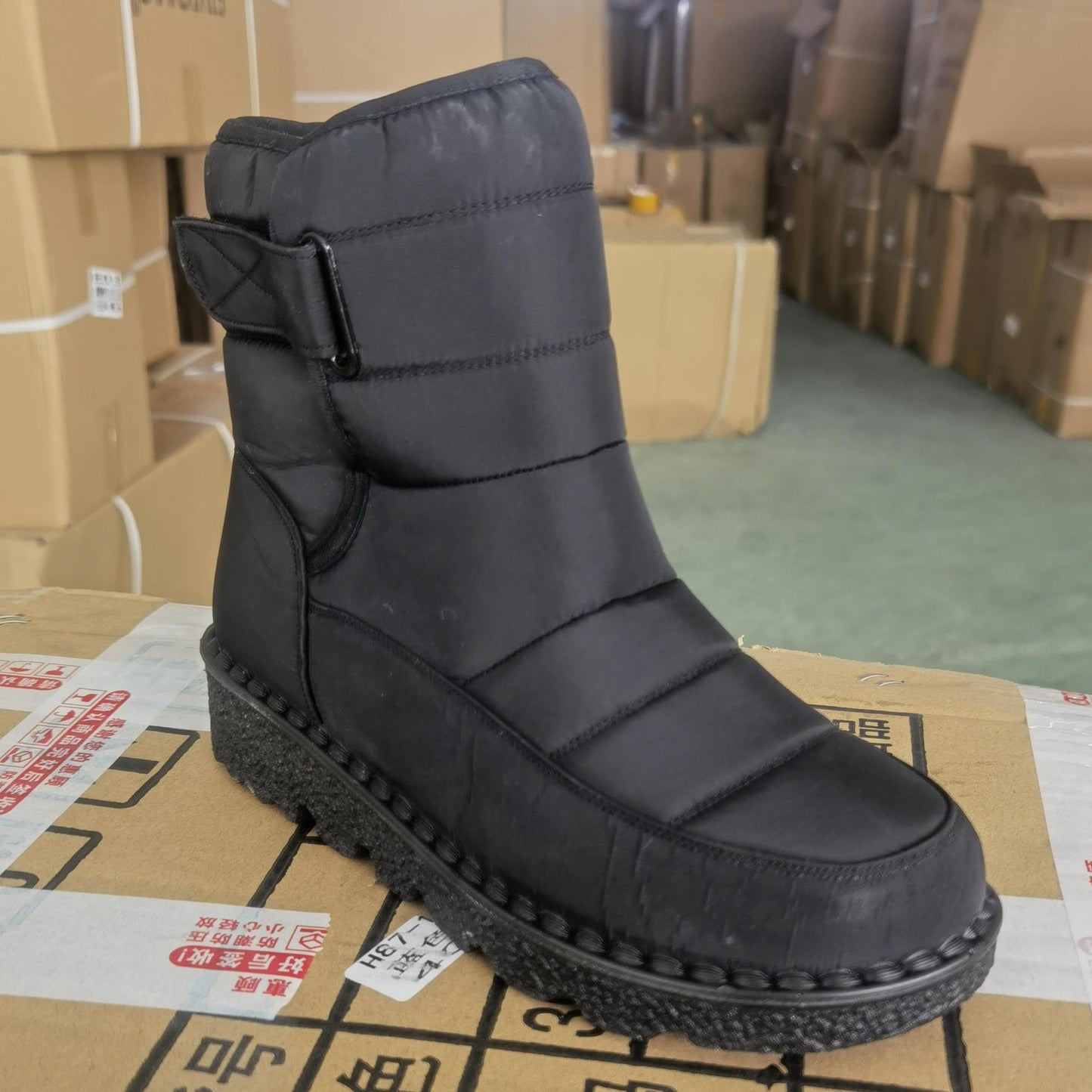 Velcro Waterproof Cotton Shoes Mid-tube Casual Women's Boots