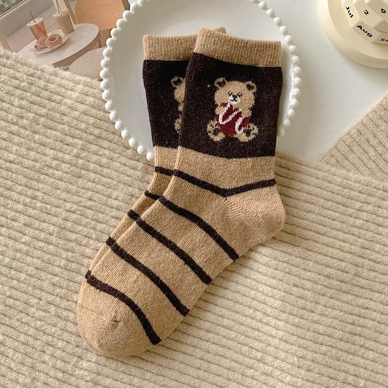 Chocolate Bear All-Match Niche Design Mid-Calf Socks