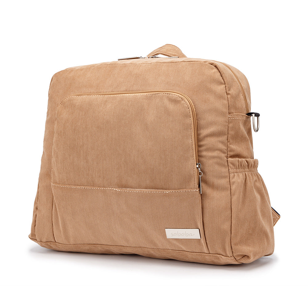 Corduroy Mummy Backpack With Large Capacity And Multifunction