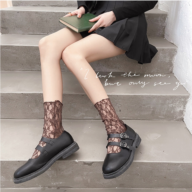 Mesh Socks Breathable Lace Women's Thin Solid Color Non-slip Off