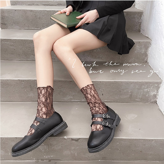 Mesh Socks Breathable Lace Women's Thin Solid Color Non-slip Off