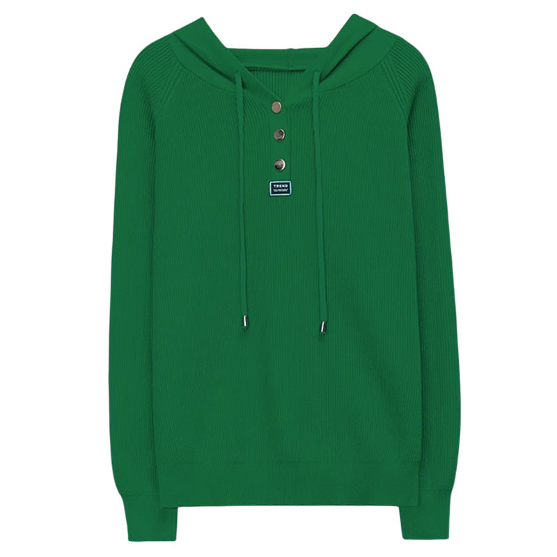 Damestrikket hoodie til efterår og vinter