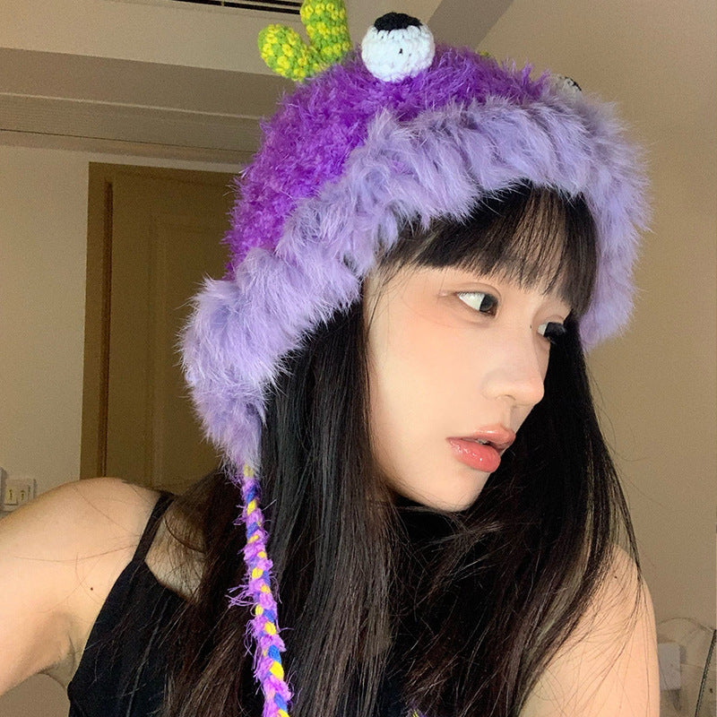 Cartoon Cute Monster Hat Casual Versatile Plush Bonnet