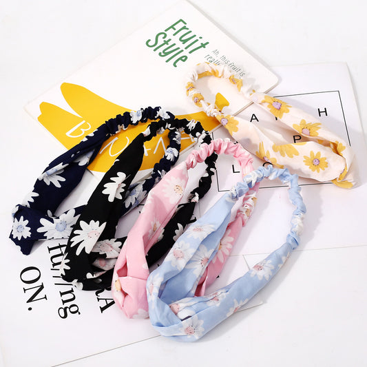 Women's Forest Flower Elastic Cross Hairband