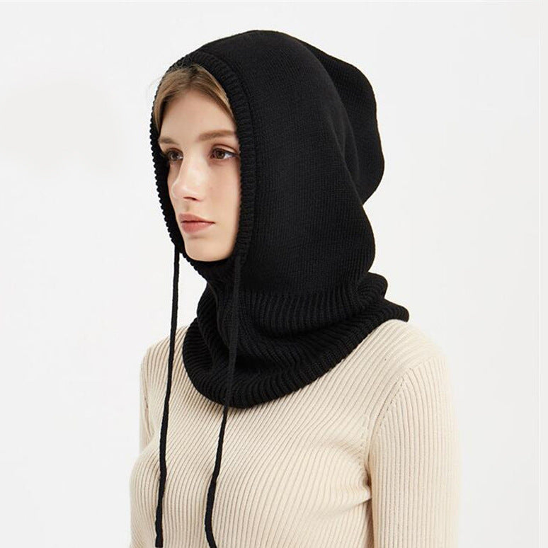 New Autumn And Winter Women's Hat Scarf All-in-one Pullover Cap Bib Fashion Wool Knitted Cap