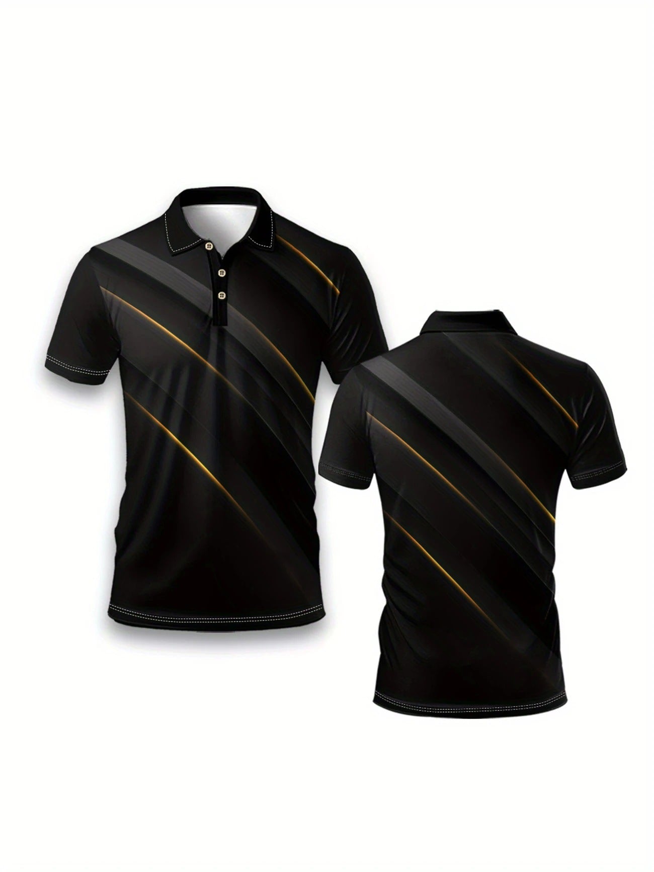 Mens Short Sleeve Athletic Top Breathable Printed With A Turn Down Collar