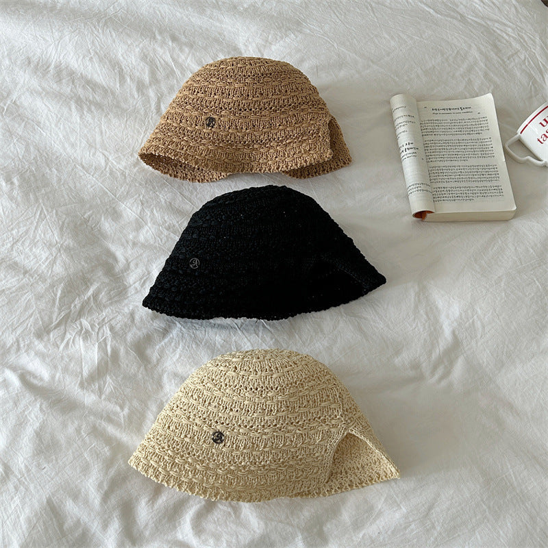 Summer Sun Hat Women's Woven Hollowed Travel Split Cap