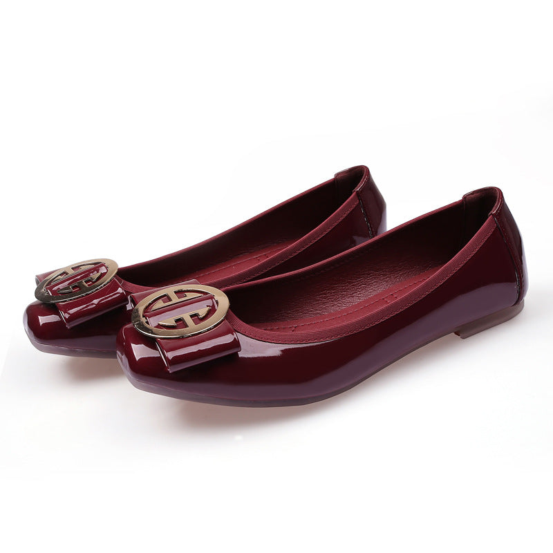 Women's Summer Korean Style Mom Square Toe Flats Plus Size Doug Shoes