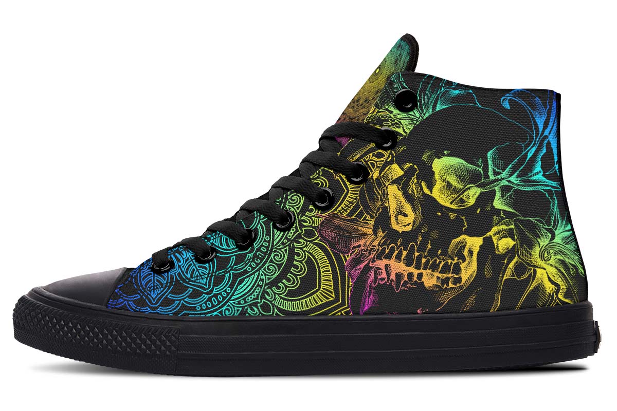 Men's And Women's Fashion Color Printing High-top Canvas Shoes