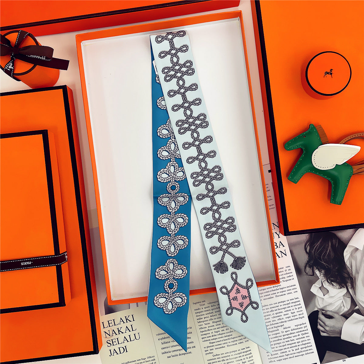 Thin Narrow Ribbon Strip With Floating Ends