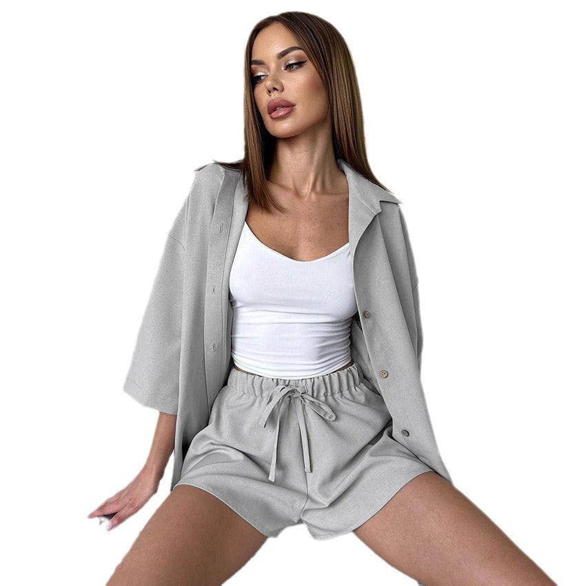 Soft And Comfortable Long-Sleeve Shorts Womens Loungewear
