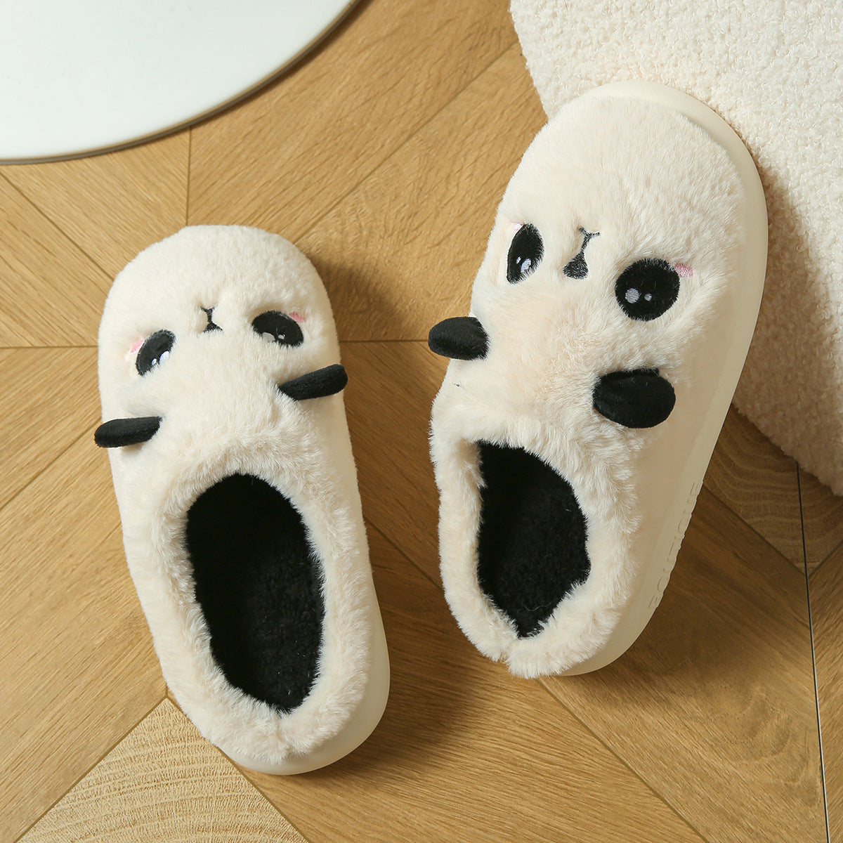 Cute Panda Cotton And Linen Soft Bottom Non-slip Slippers