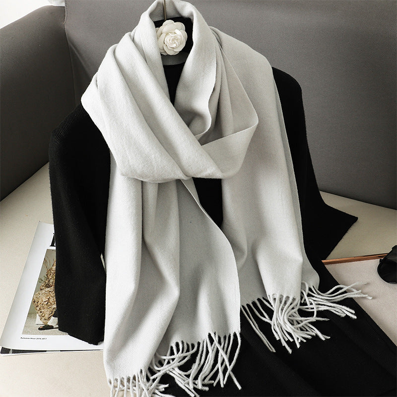Solid Color Maillard Scarf Cashmere-like Women Warm Shawl