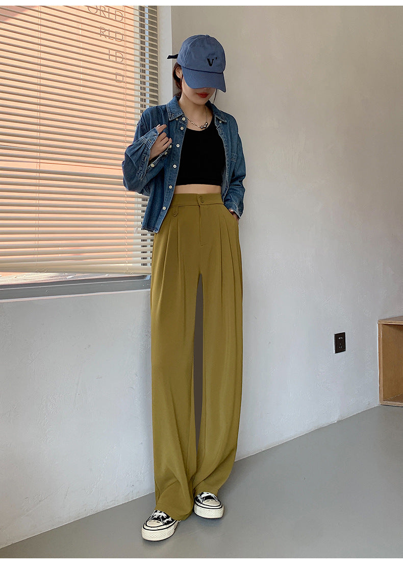 Women's Spring And Autumn High Waist Slim Drop In Suit Pants
