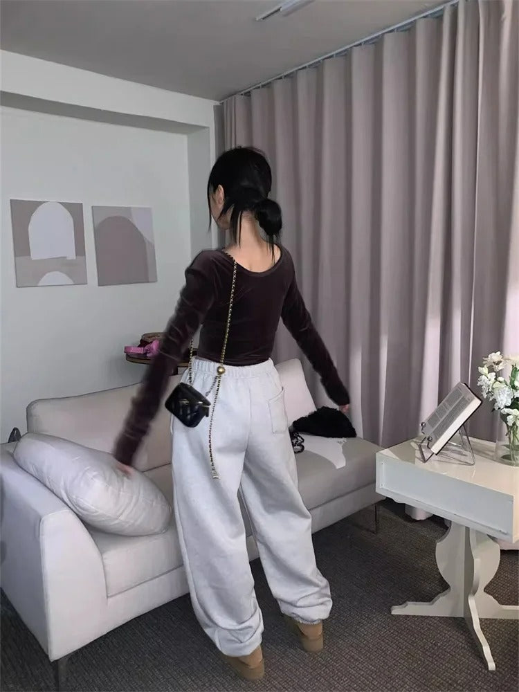 Drawstring Elastic High Waist Ankle-tied Bow Casual Sweatpants