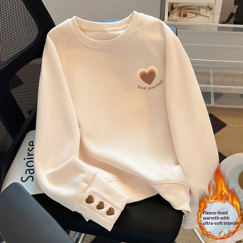 Loose-fitting Casual Pullover Base Layer With Fleece Lining For Warmth