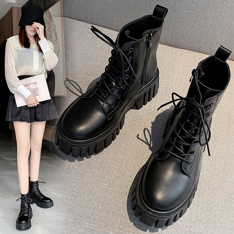 Women's Fashion Personality Thick Sole Lace Up Martin Boots