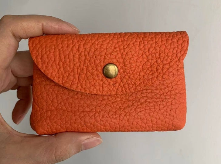 First Layer Cattlehide Leather Fashion Hidden Hook Coin Pocket Card Holder Mini-Portable
