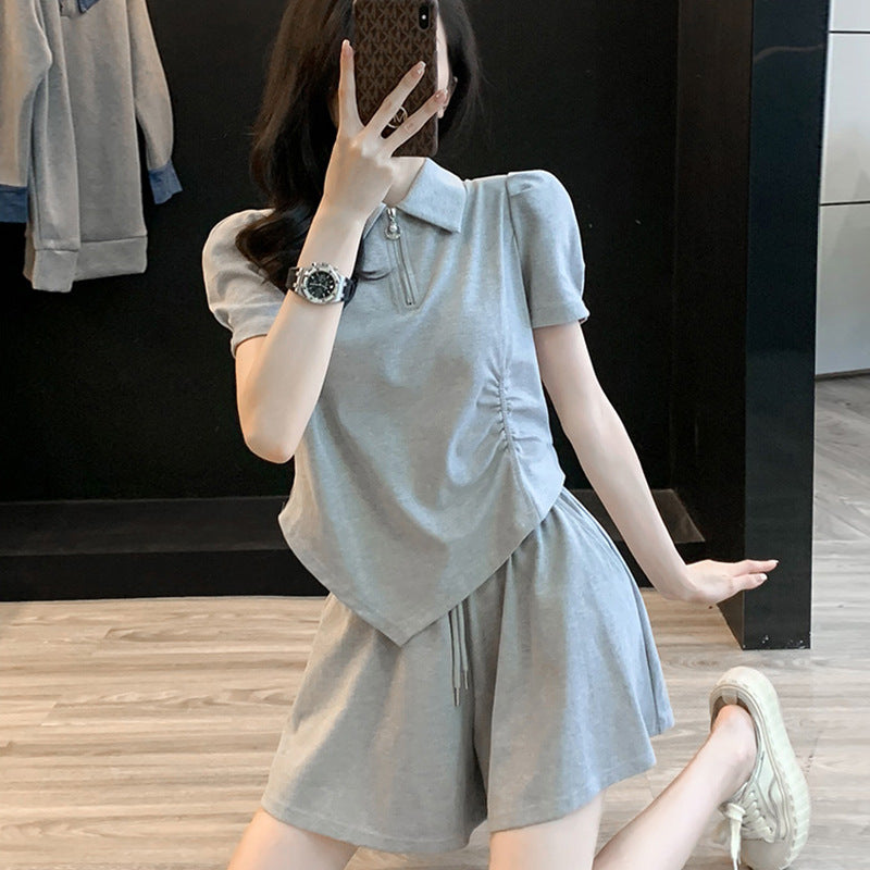 Loose-fitting Wide-leg Shorts Two-piece Set