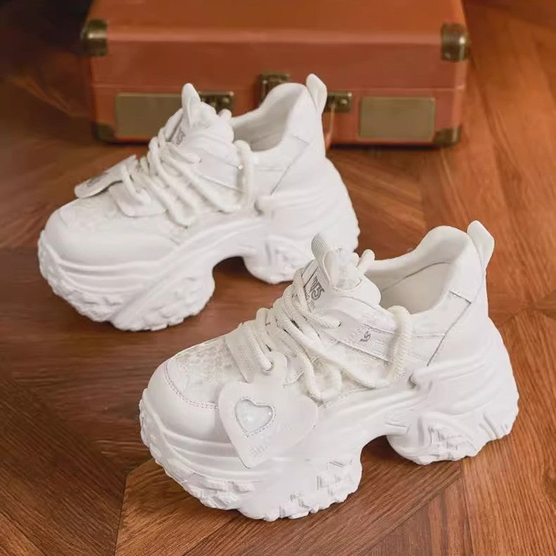 Fashionable All-matching Platform Mesh Surface Sports Casual Shoes Super Thick Sole Height Increasing