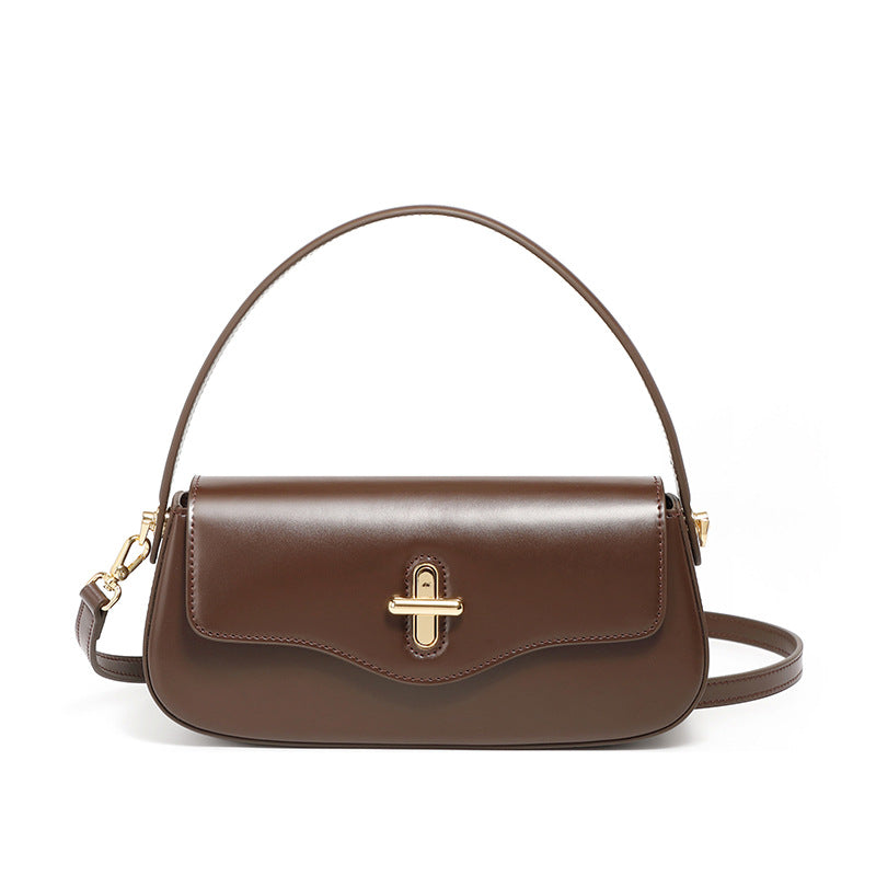 Spring And Summer New Moon Baguette Bag Leather Handbag