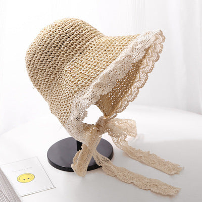 Lace Lace Sweet Sunshade Straw Hat Outdoor Sunscreen