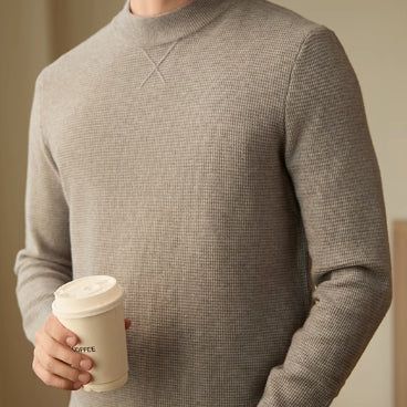 Herre tyk langærmet rundhalset simpel afslappet alsidig sweater