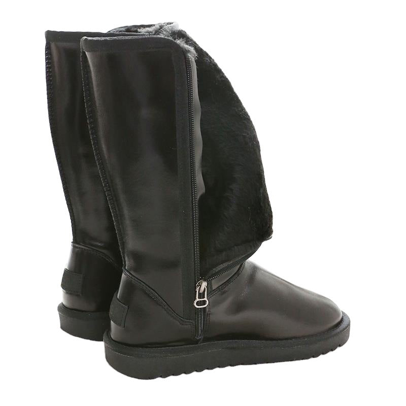 Smooth Soft Leather Snow Boots Women's High Top