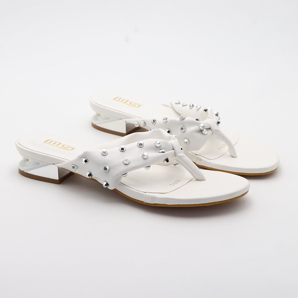Klipklapper Flade slippers med rhinsten Alsidige Komfortable Enkle