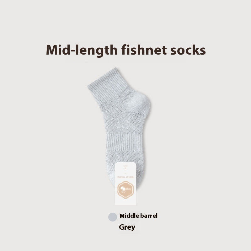 Pure Cotton Breathable Mesh Short Socks Men's Deodorant And Sweat-absorbing Summer Antibacterial