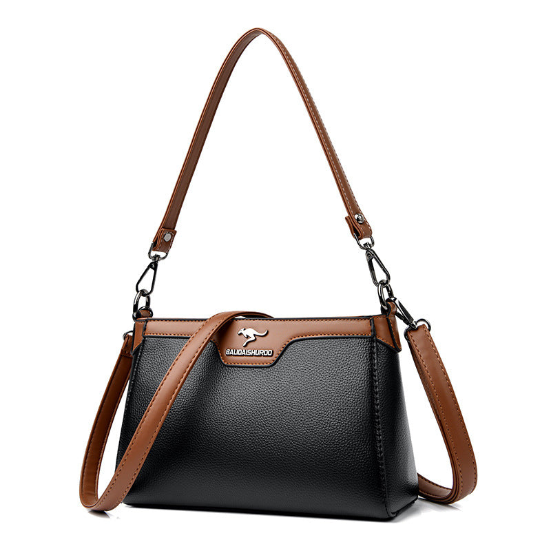 One Shoulder Blød Læder Lille Firkantet Syning Kvinder Crossbody Taske