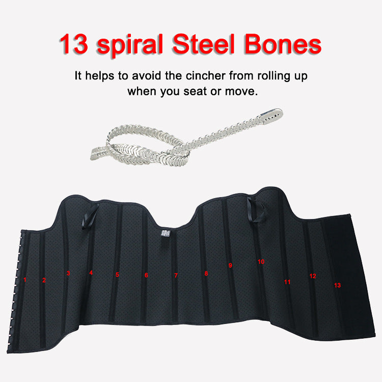 New Rubber 13 Pieces Steel Rib Shapewear Belly Band Dark Blue