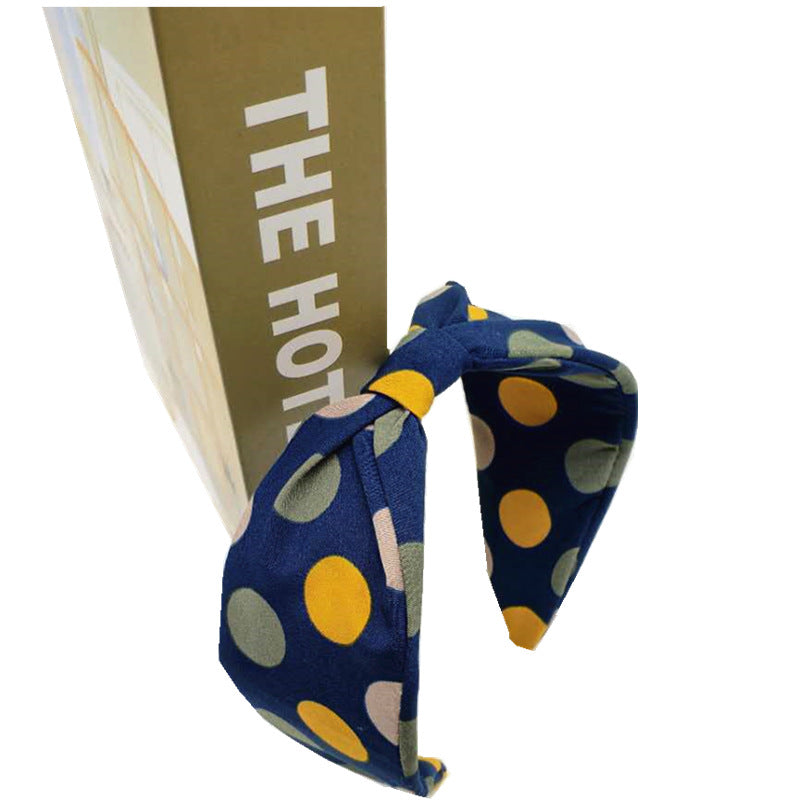 Color polka dot knotted wide brim headband hair accessory