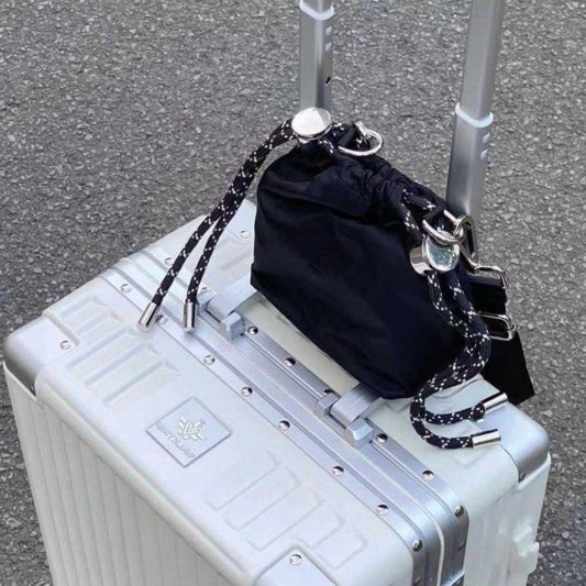 Women's Nylon Chain Bucket Bag Drawstring Backpack