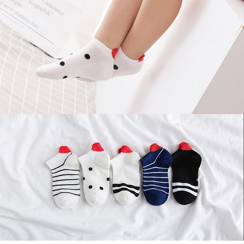 Low-cut Children's Cotton Sock Boat Socks Flat Mesh Cartoon Boys And Girls Baby