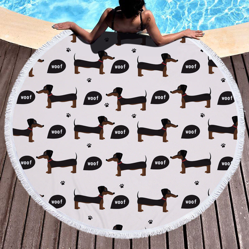 Round printed beach towel