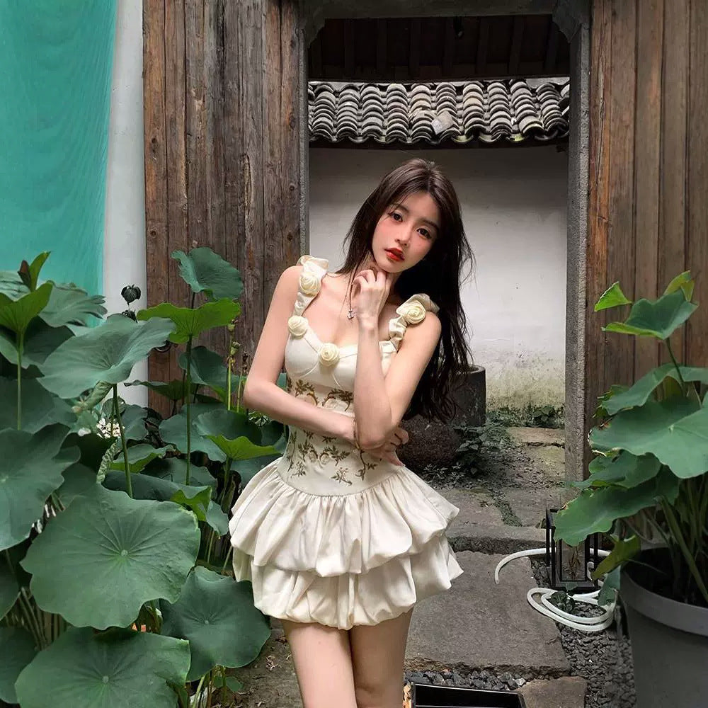Solid-color High-waisted Chic Summer Slip Dress