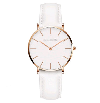 ladies simple watch waterproof Korean white belt student watch 36mm